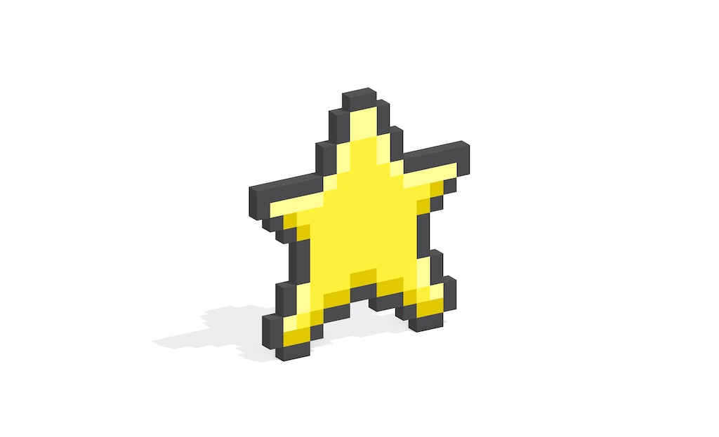 A 3d pixel art star made in Mega Voxels