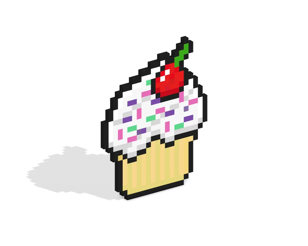 3D Pixel Art Cupcake