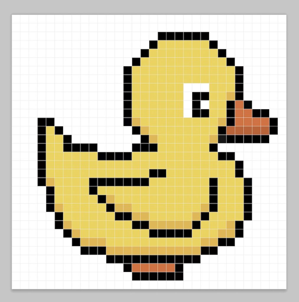 32x32 Pixel art duck with a darker yellow to give depth to the duck
