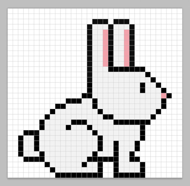 Simple pixel art bunny with solid colors