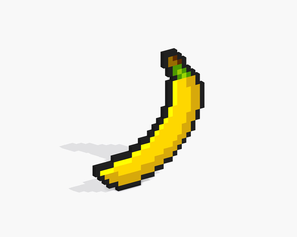 3D Pixel Art Banana