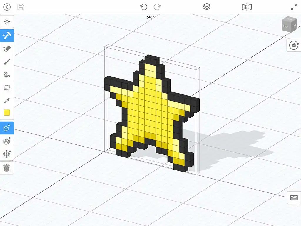 A 3D Pixel Star inside of the Mega Voxels 3D Pixel Art Maker