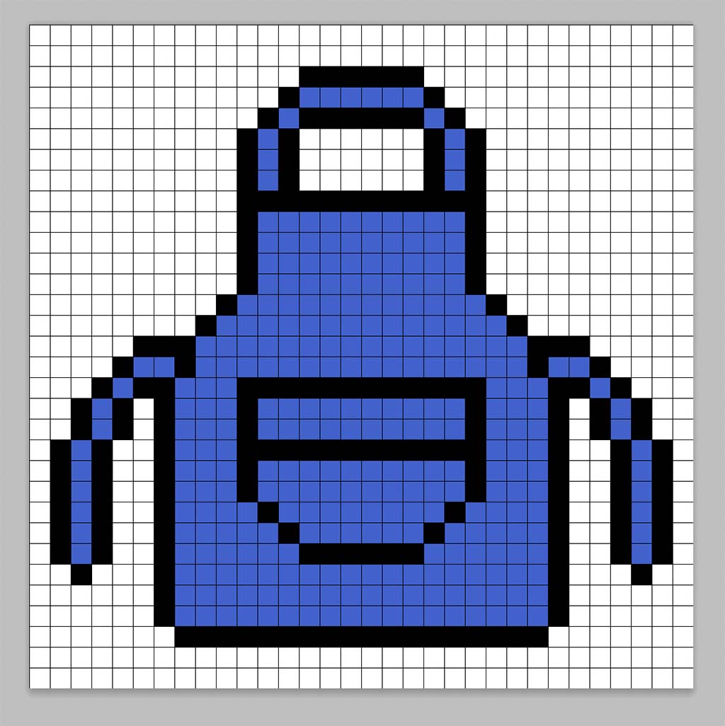 Simple pixel art apron with solid colors