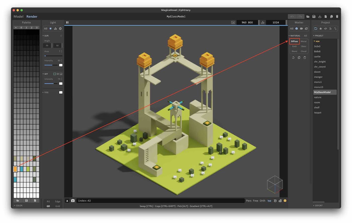 View Materials in MagicaVoxel