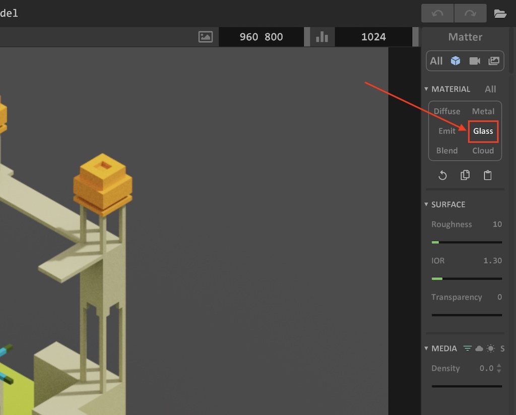 MagicaVoxel Glass Material
