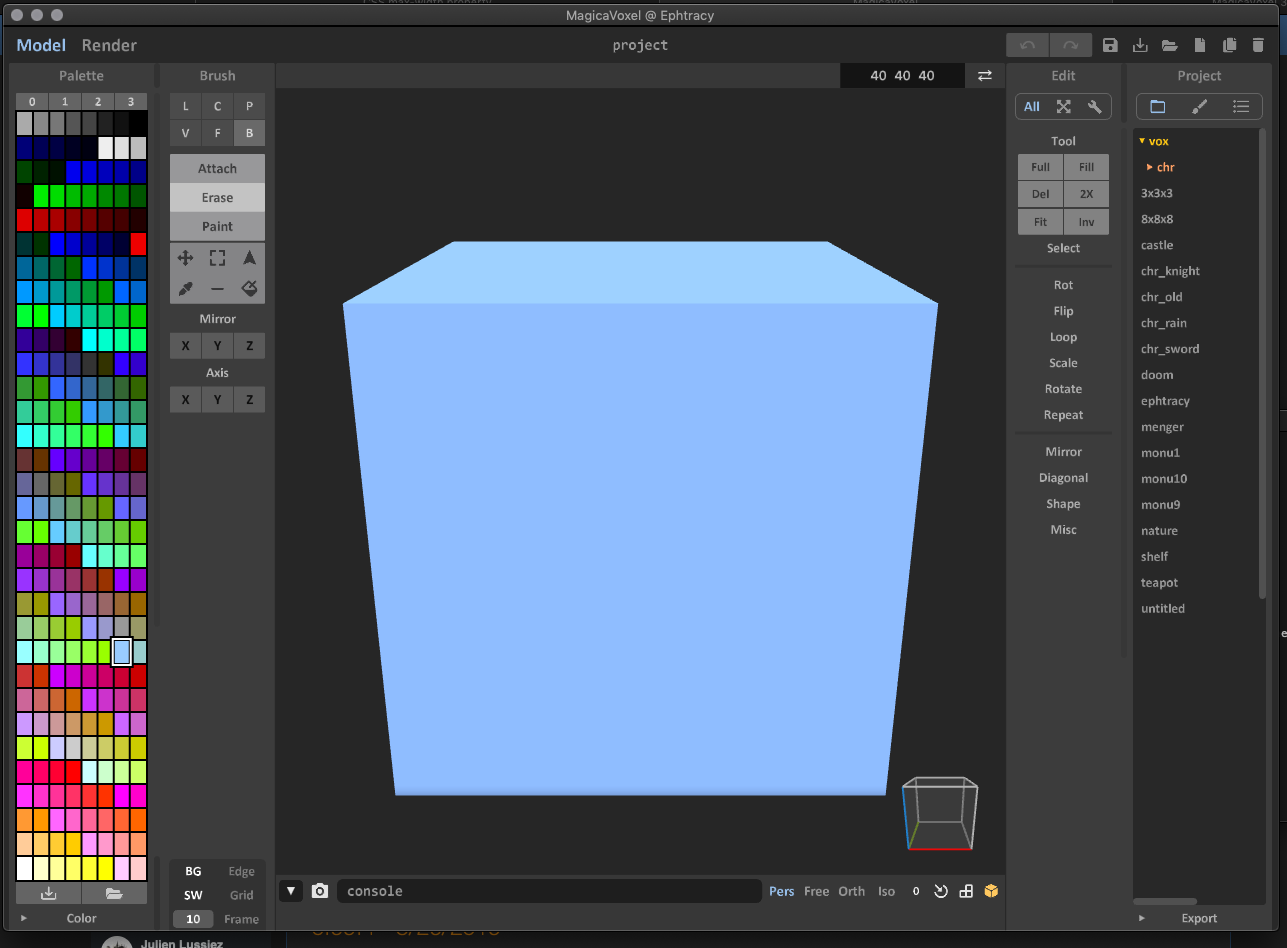 Opening screen for MagicaVoxel on macOS