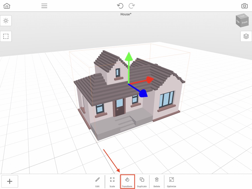 The transform option inside of the context menu in Mega Voxels