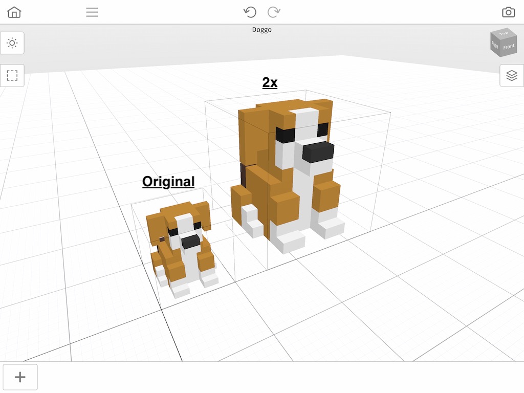 The original voxel model and the scaled voxel model