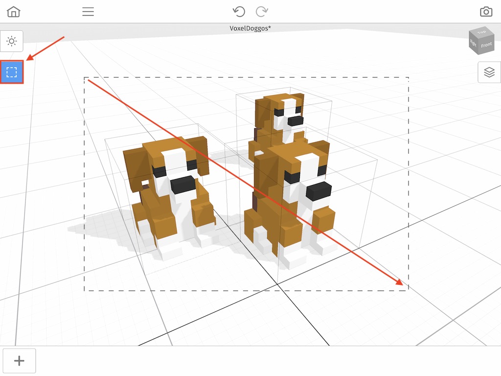 The marquee tool is used to select several voxel models at once