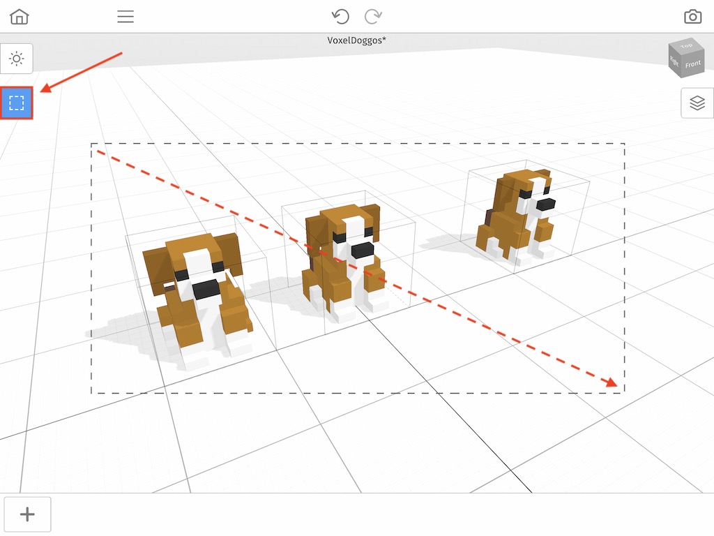 The select tool for selecting multiple voxel models