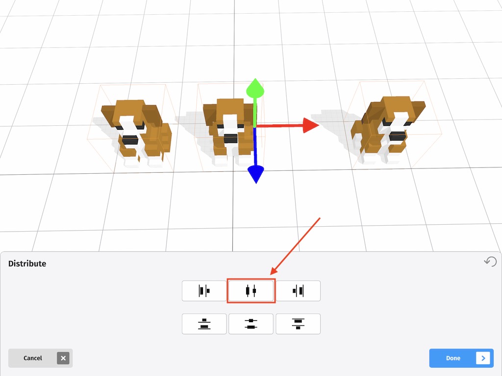 Evenly distribute the models by the center of each model