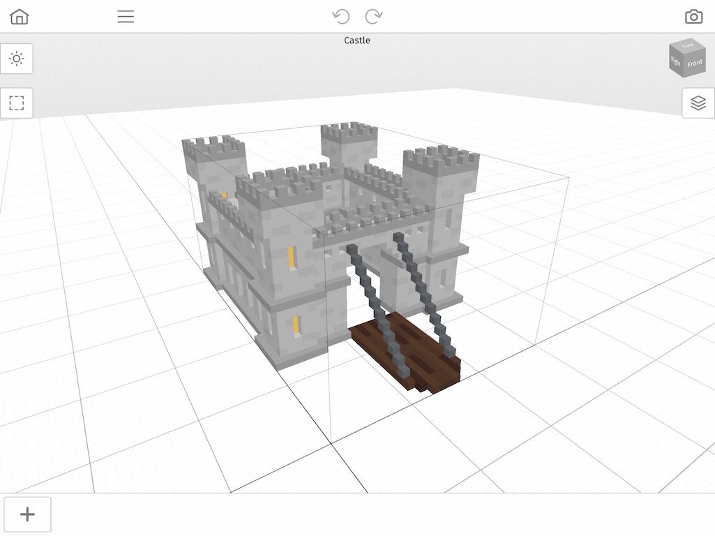 A castle model inside of the Mega Voxels editor.