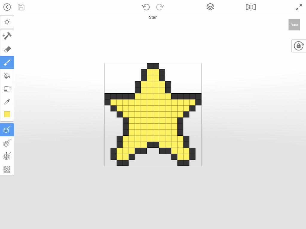 Color in the voxel star with yellow