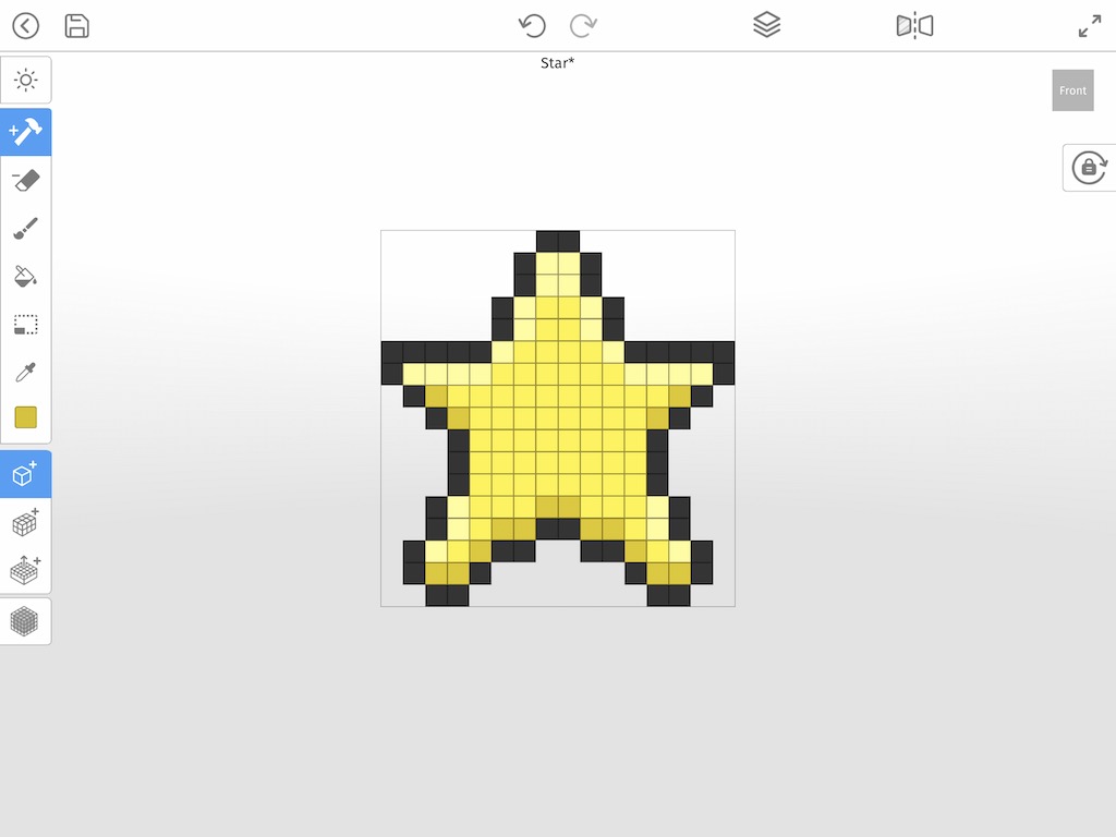 A 3D pixel art star made out of voxels
