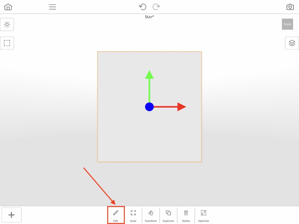 Tap the voxel model and select the Edit option in the context menu