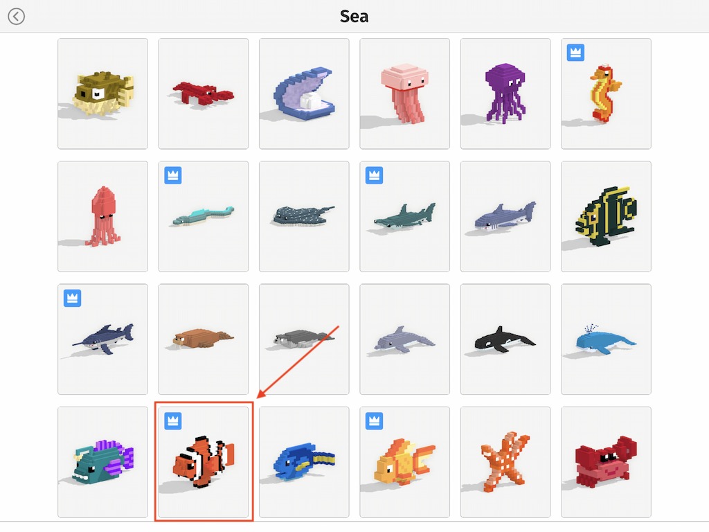 Several voxel fish models
