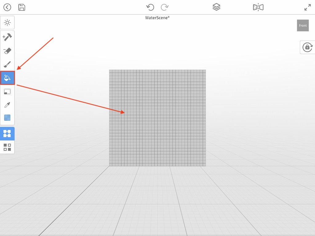 Bucket fill tool for coloring the entire voxel model