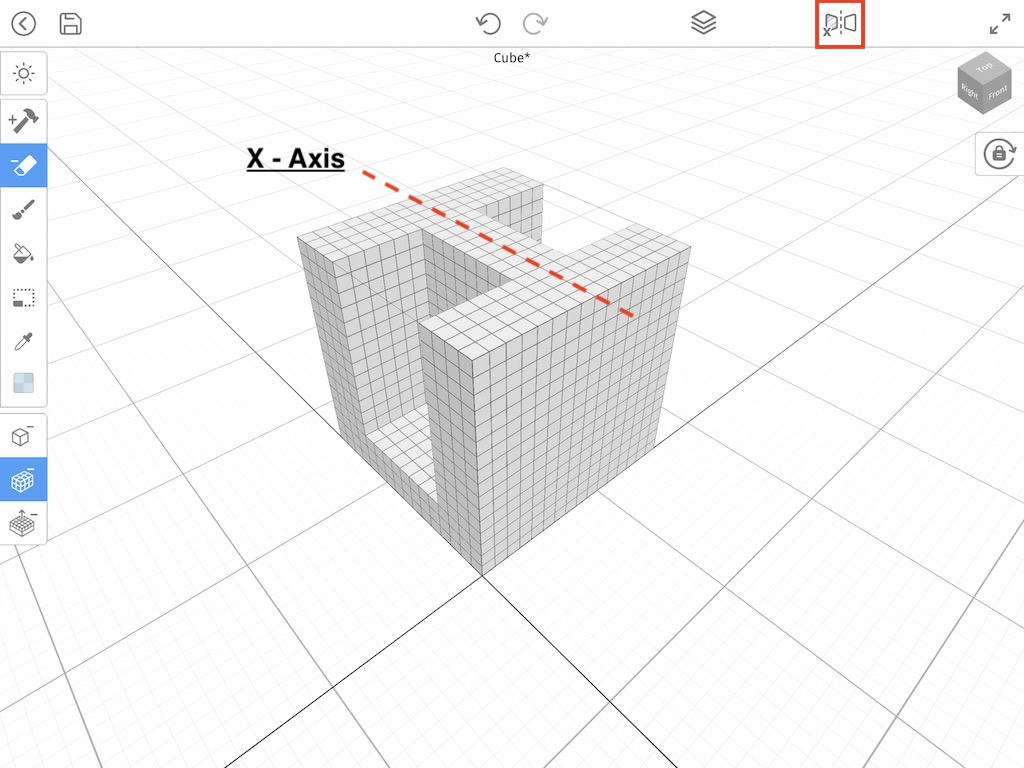 Turning on the Mirror tool across the x axis