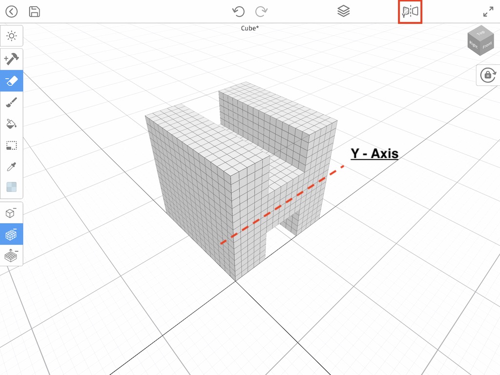 Turning on the Mirror tool across the y axis