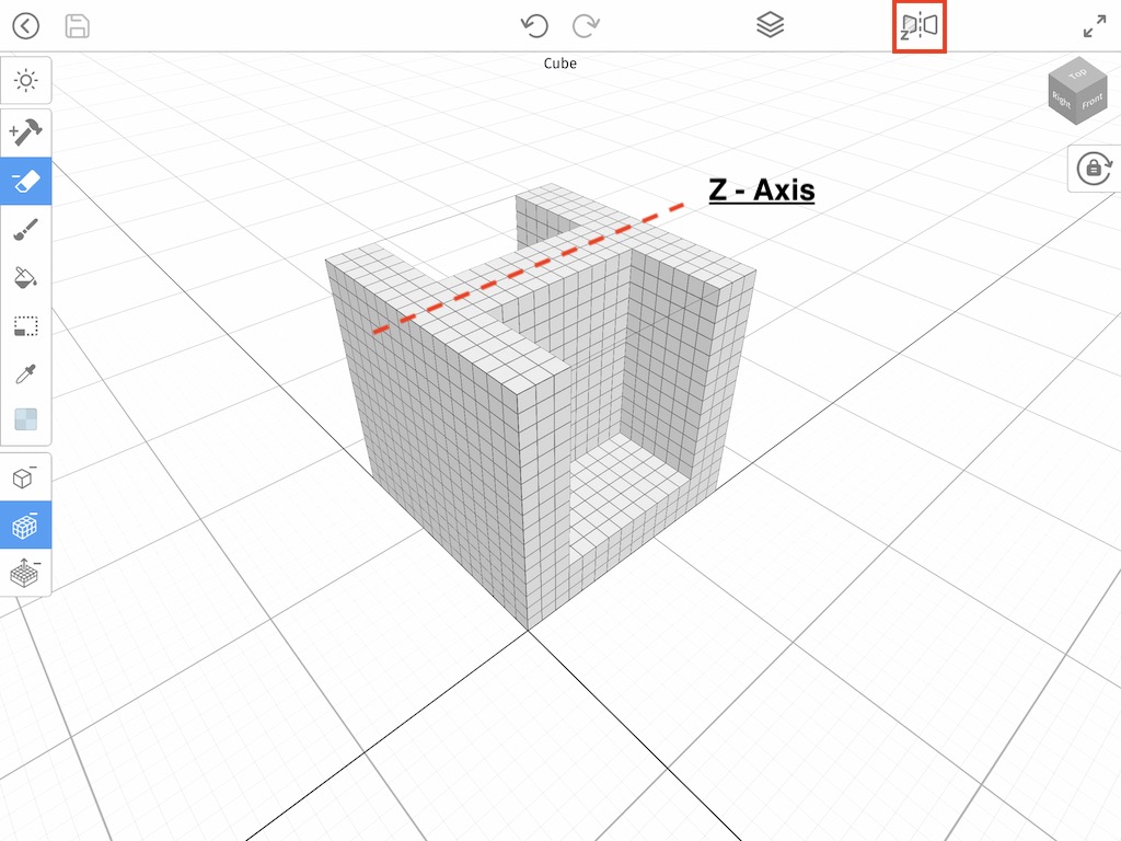 Turning on the mirror tool across the z axis