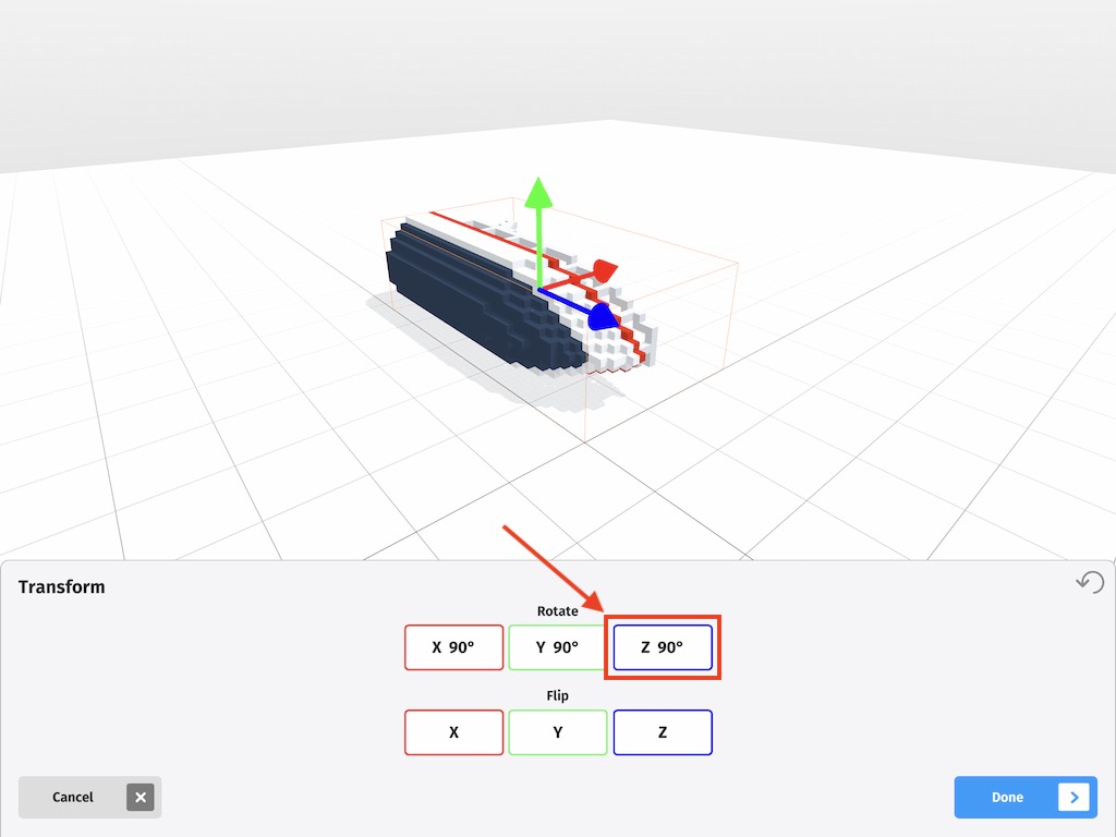 Boat model rotated on the Z axis