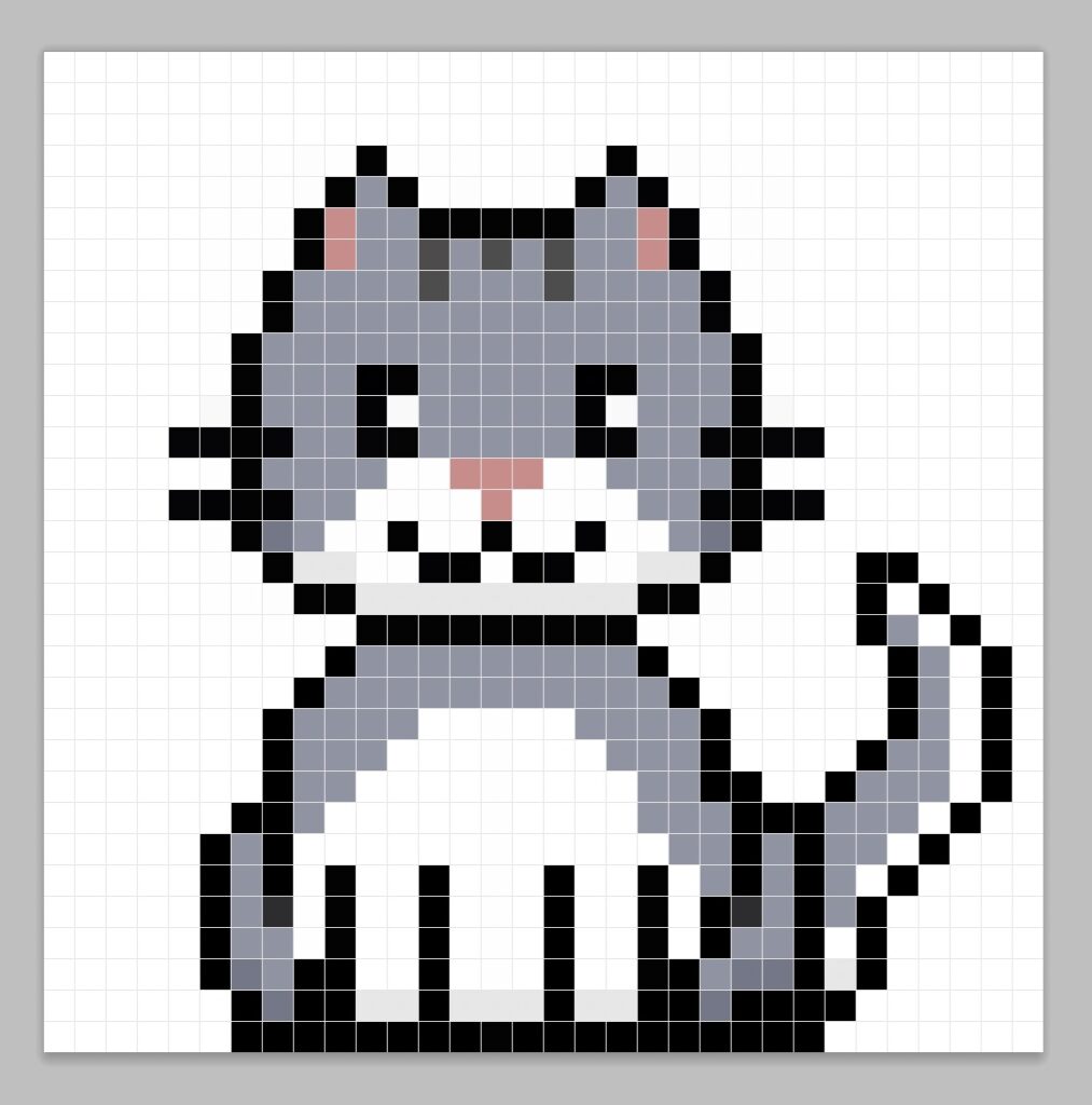32x32 Pixel art cat with a darker gray to give depth to the cat