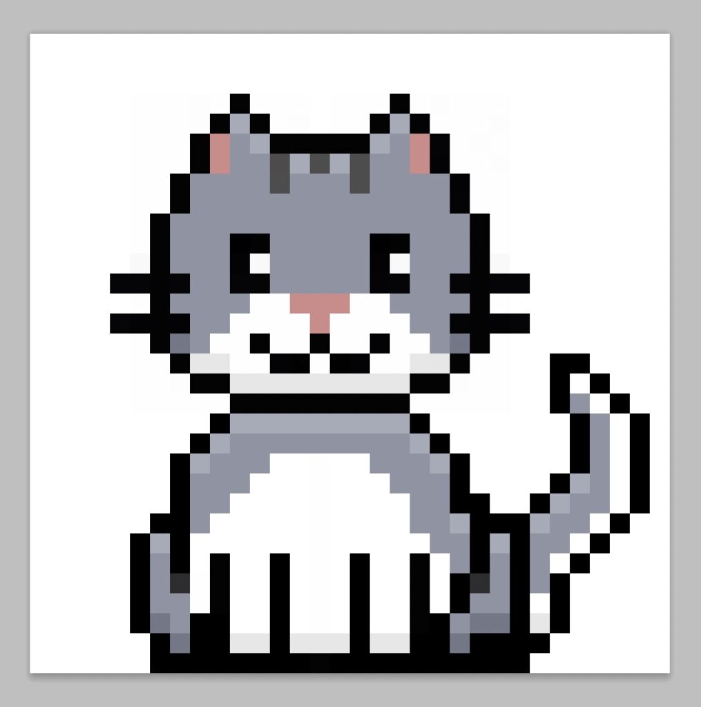 Kawaii pixel art cat on a transparent background