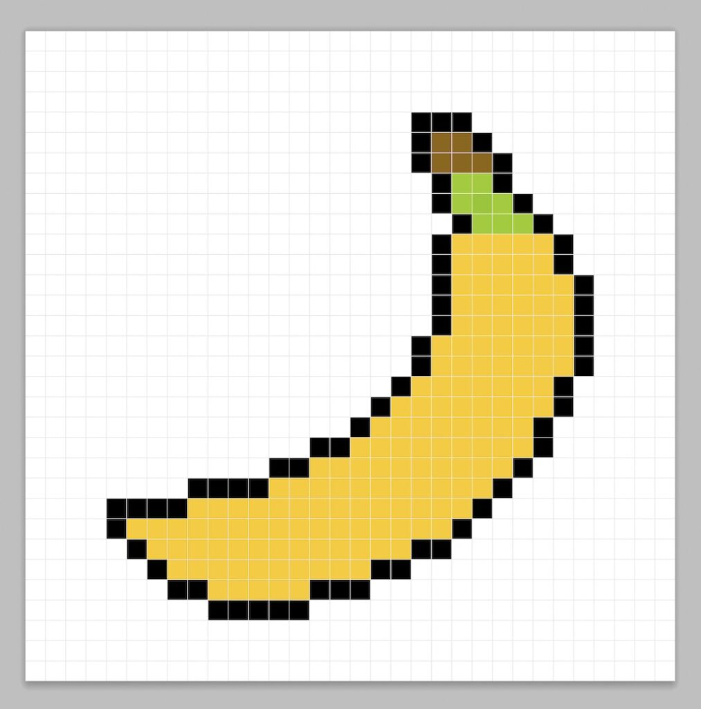 Simple pixel art banana with solid colors