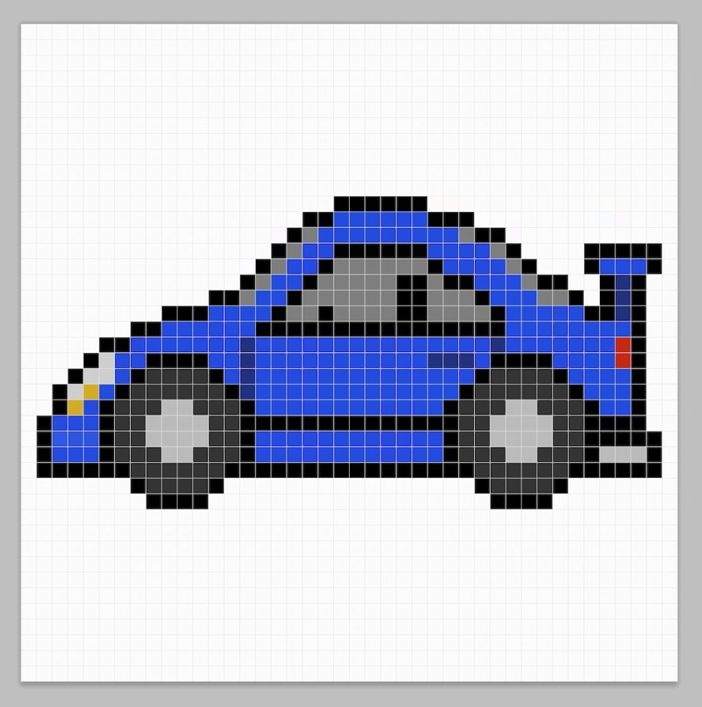 A version of the pixel art car with solid colors