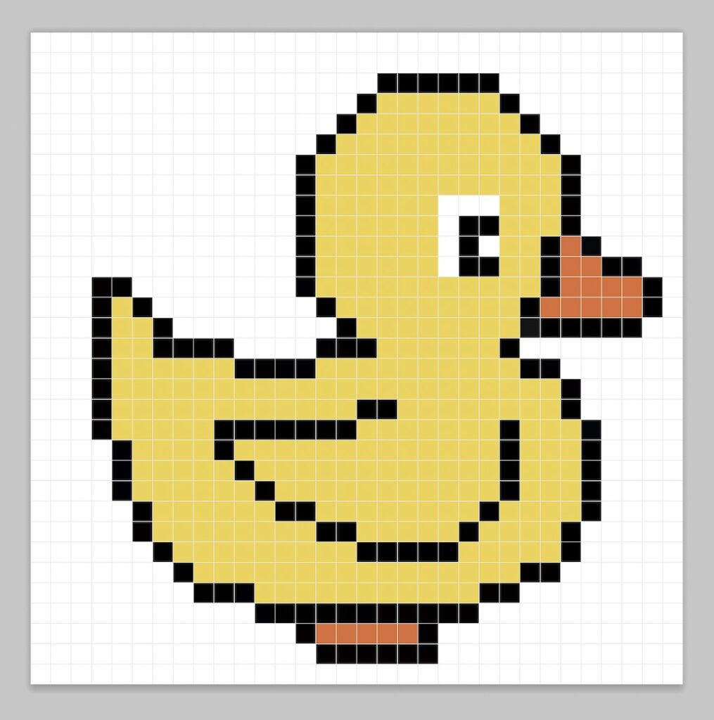 Simple pixel art duck with solid colors