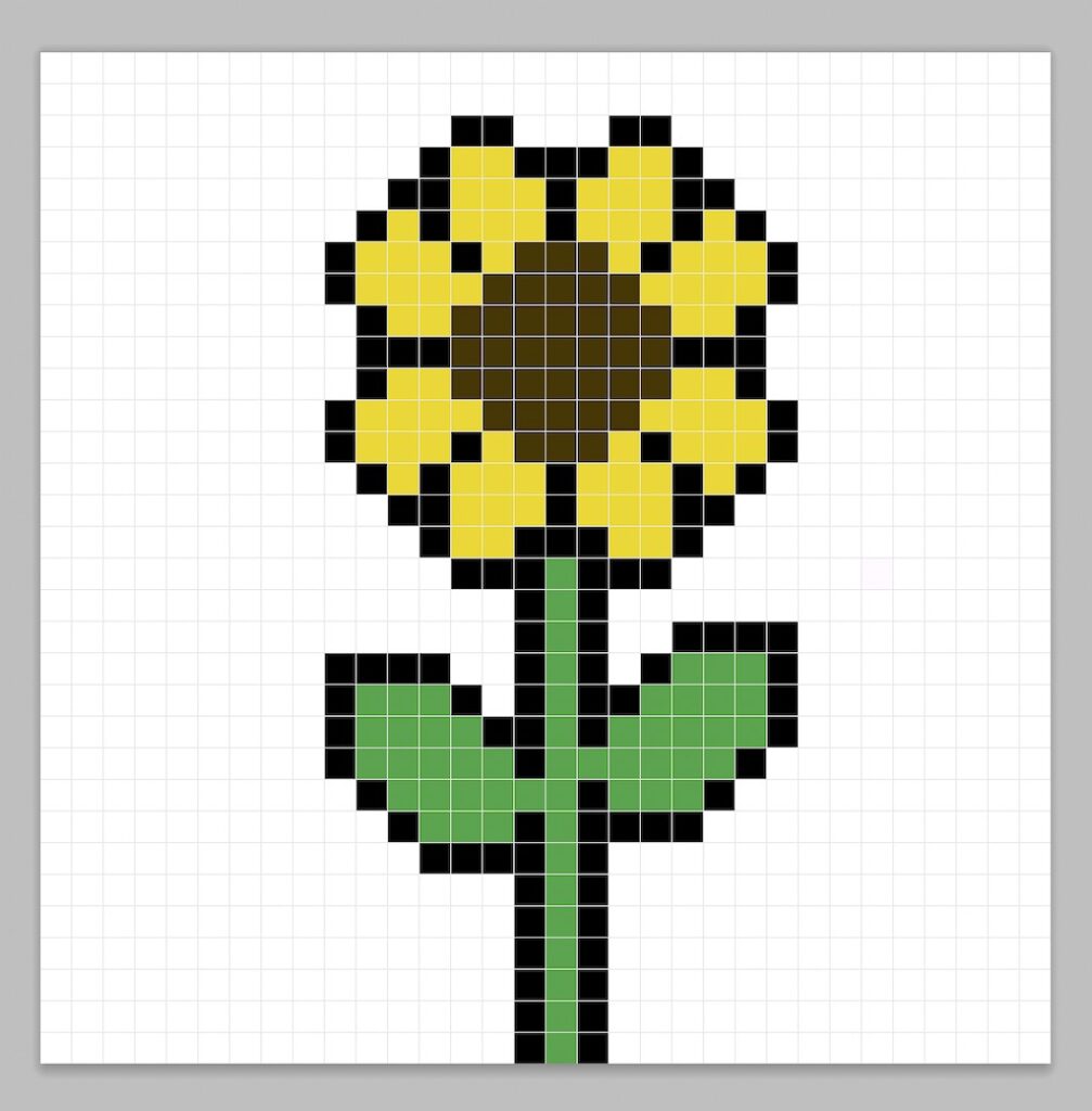 Simple pixel art flower with solid colors
