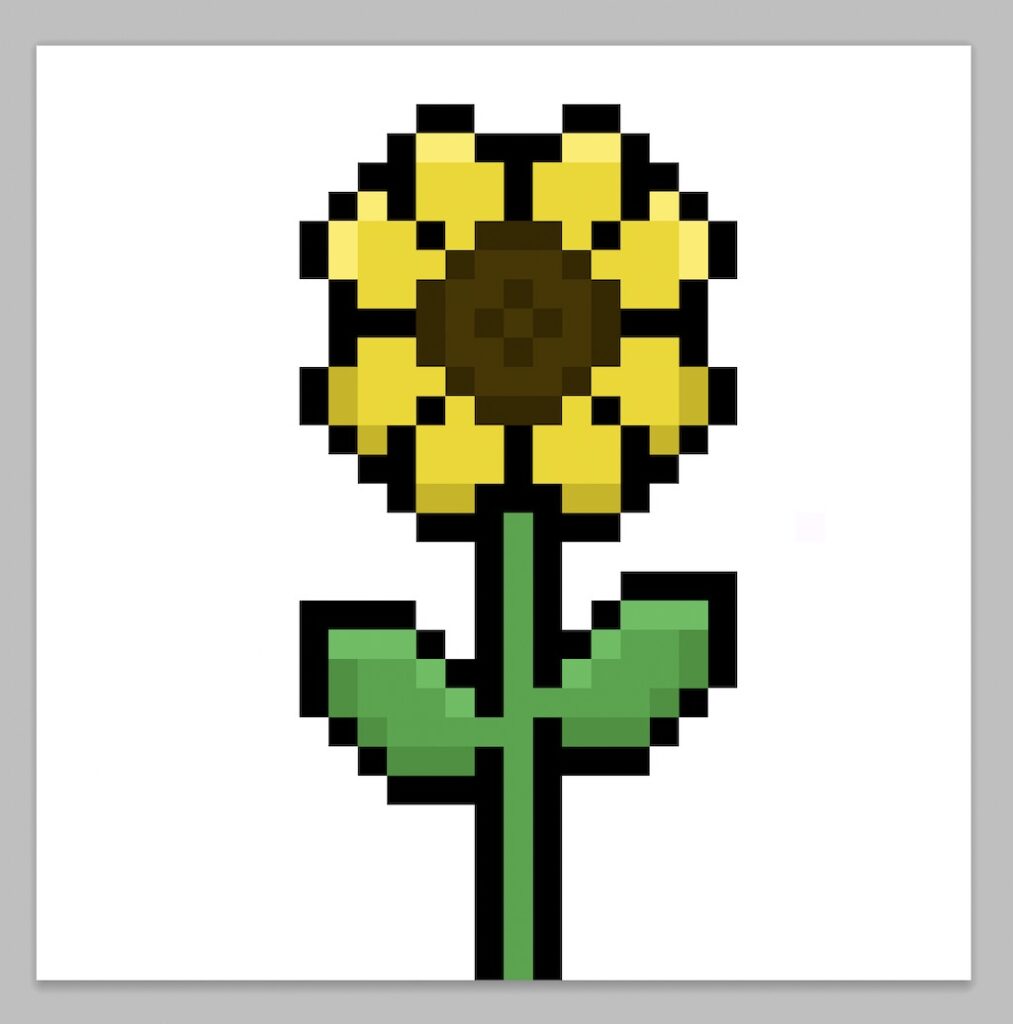 Kawaii pixel art flower on a transparent background
