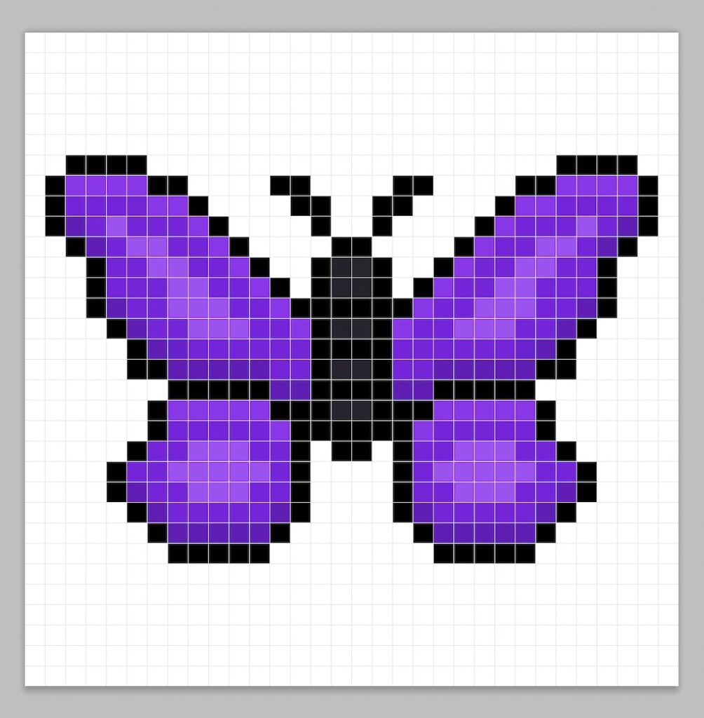 Adding highlights to the 8 bit pixel butterfly