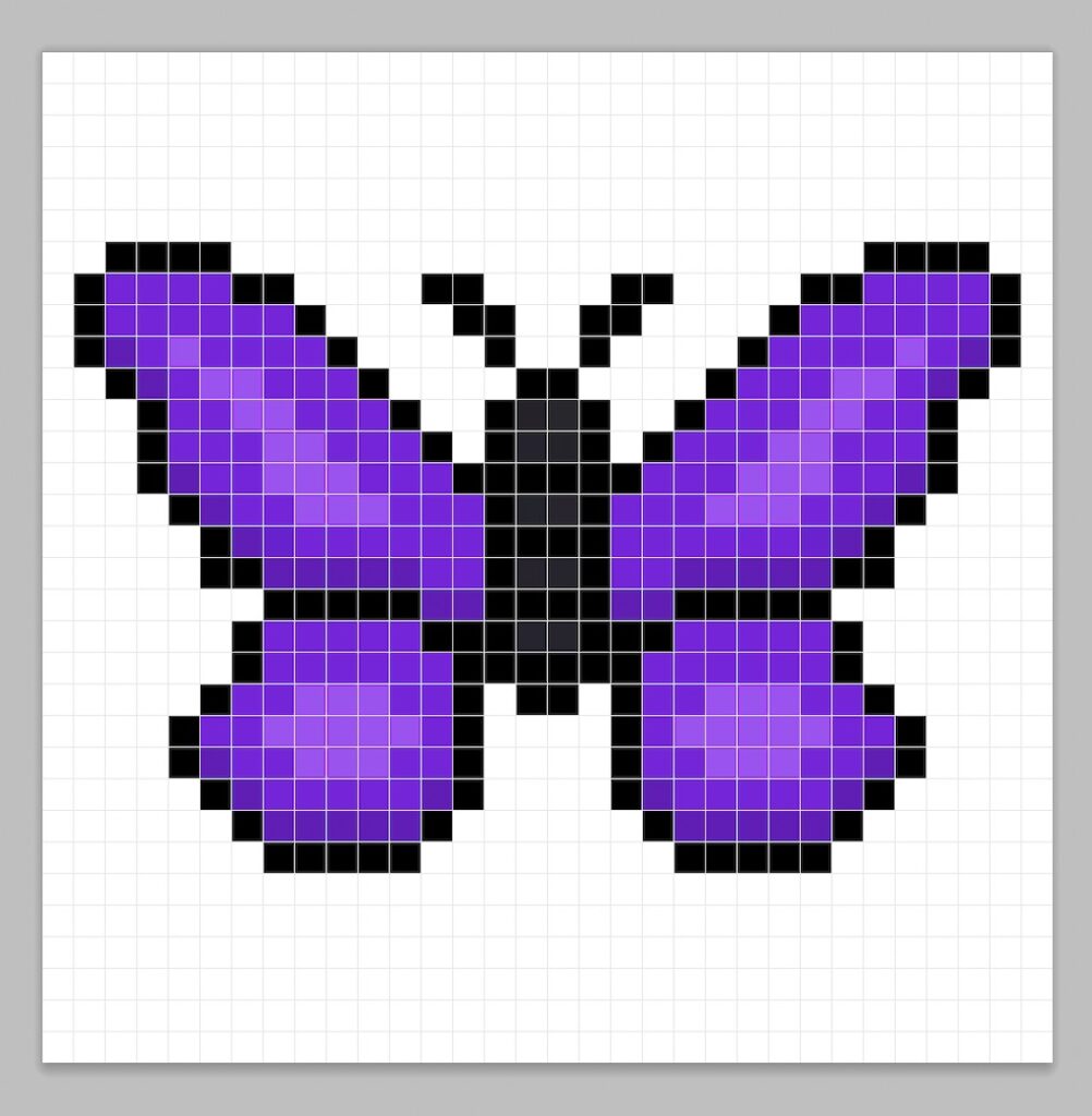 32x32 Pixel art butterfly with a darker purple to give depth to the butterfly