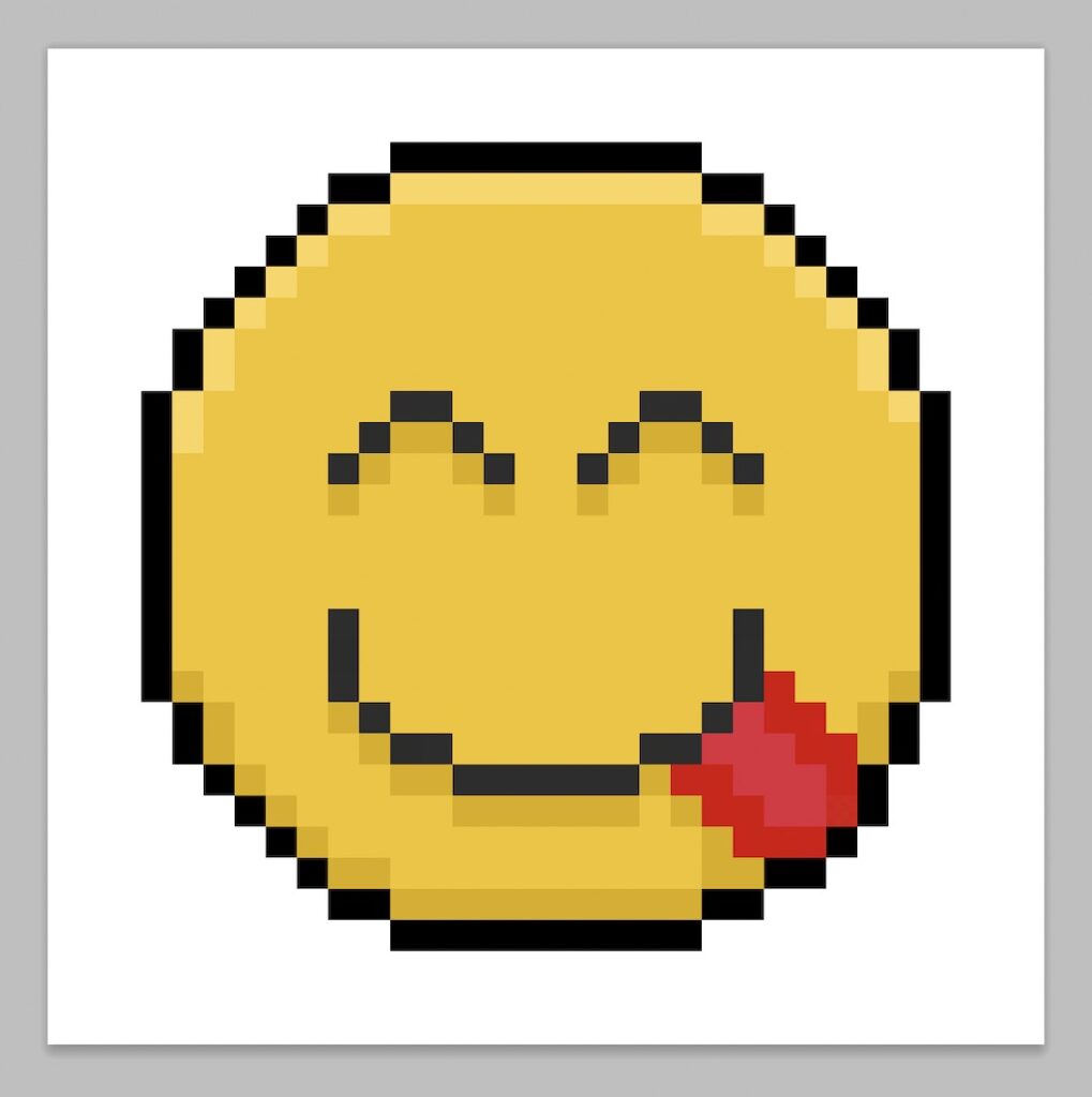 Kawaii pixel art emoji on a transparent background