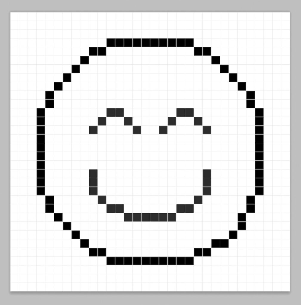 An outline of the pixel art emoji similar to a spreadsheet
