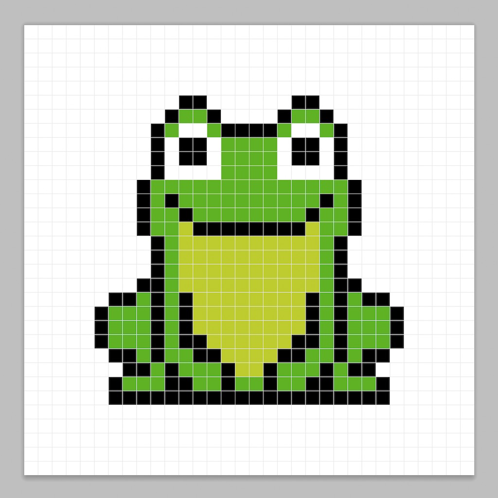 Simple pixel art frog with solid colors