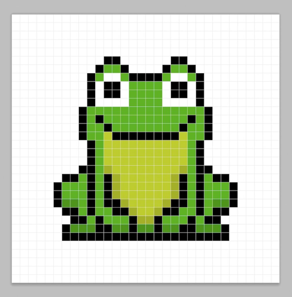 32x32 Pixel art frog with a darker green to give depth to the frog
