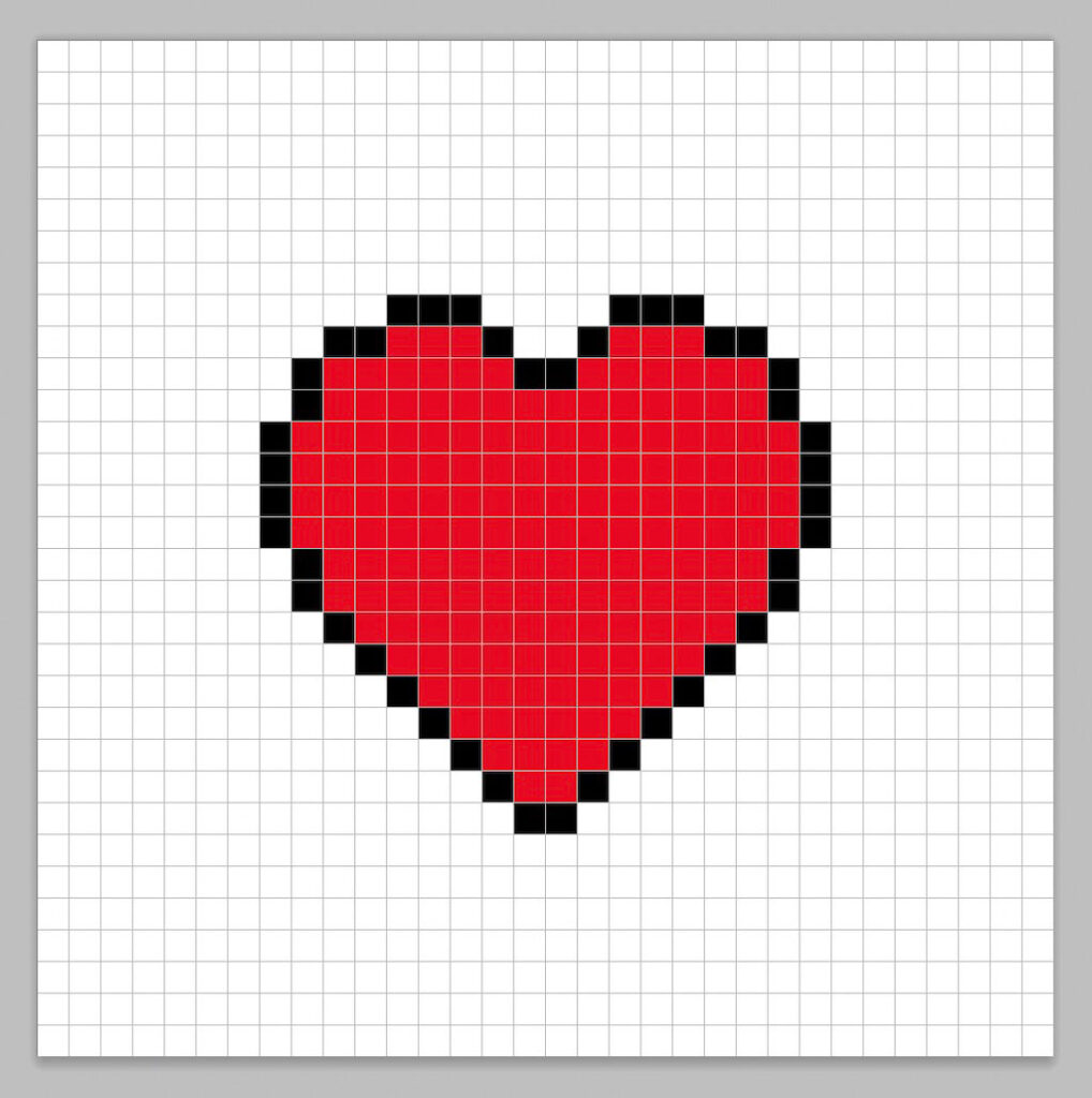 Simple pixel art heart with solid colors