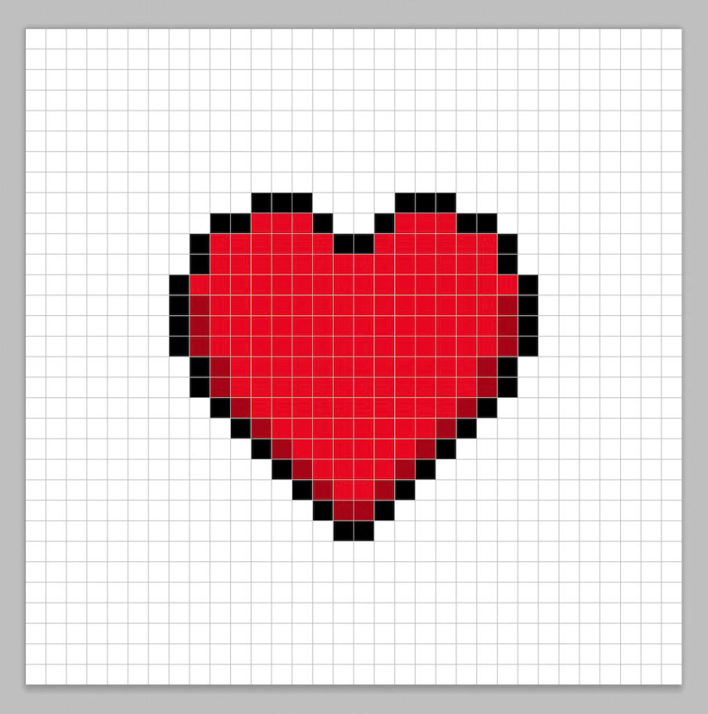32x32 Pixel art heart with a darker red to give depth to the heart
