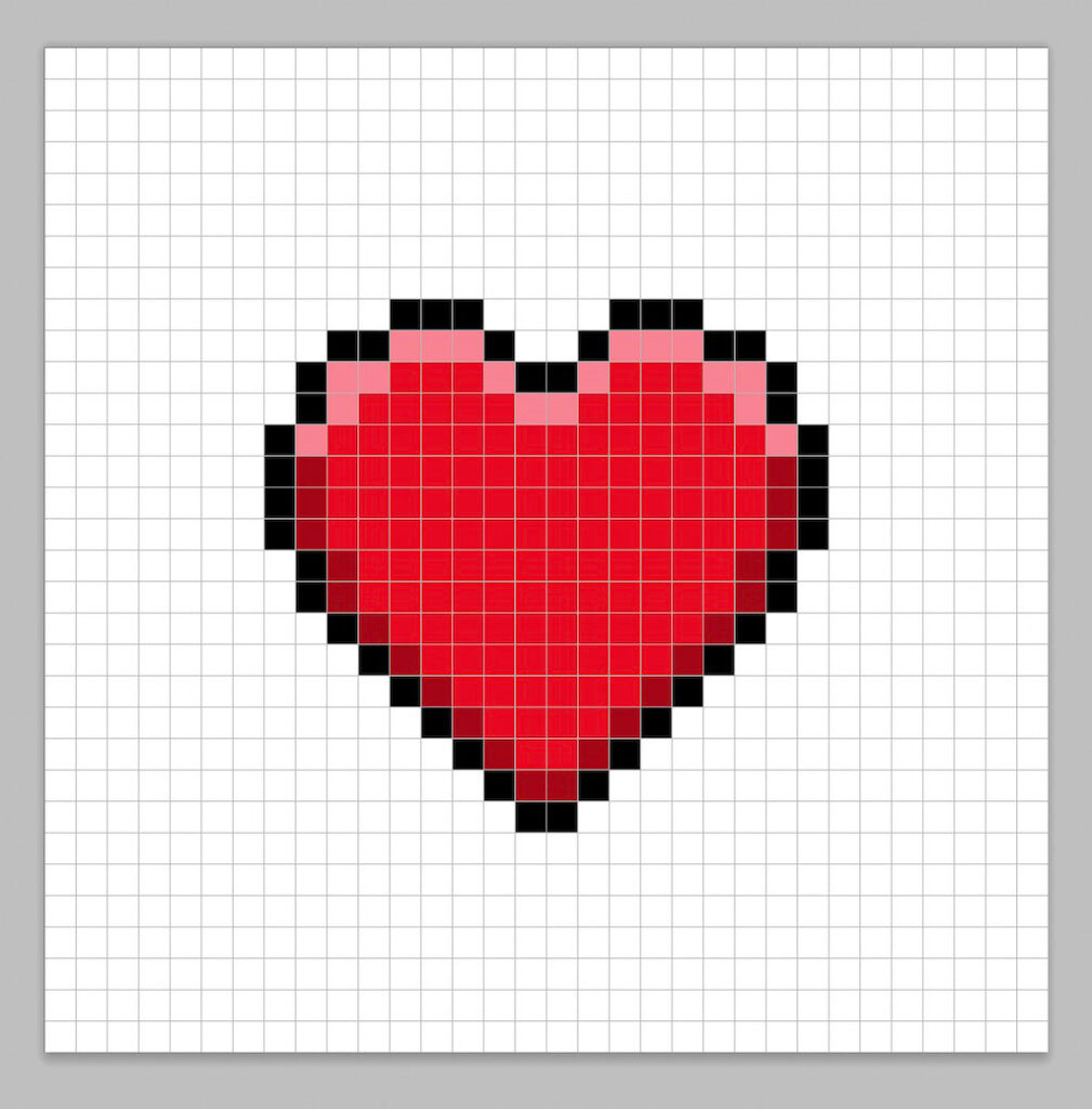 Adding highlights to the 8 bit pixel heart