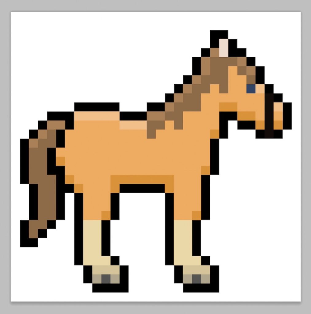 Kawaii pixel art horse on a transparent background
