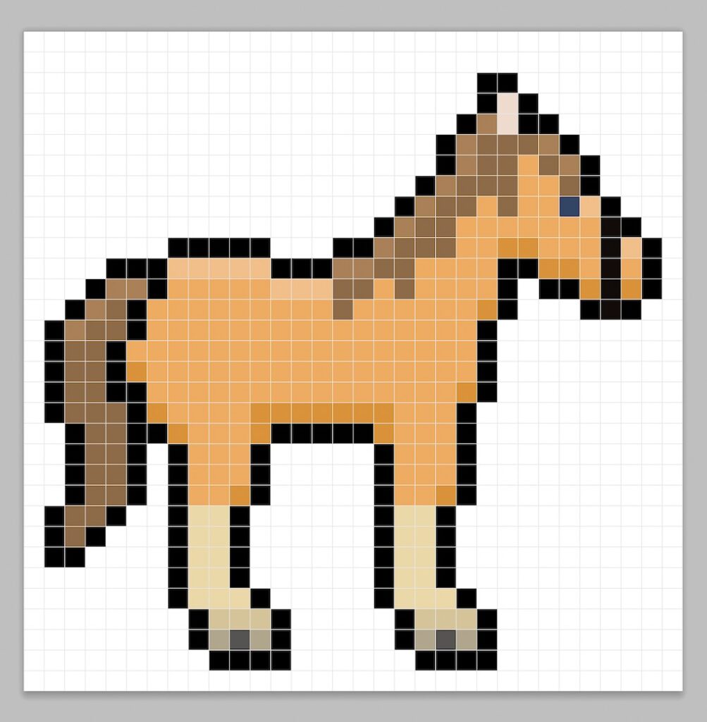 Adding highlights to the 8 bit pixel horse