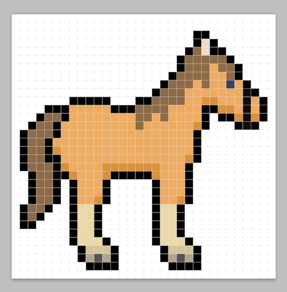 32x32 Pixel art horse with a darker brown to give depth to the horse