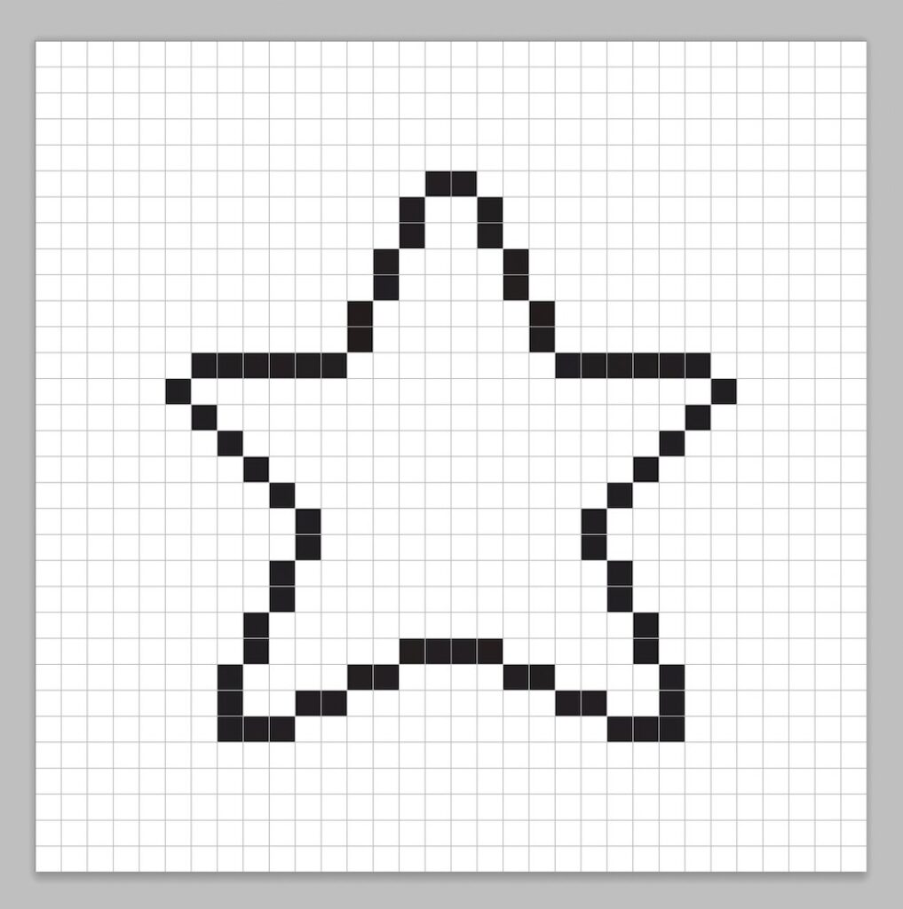 An outline of the pixel art star similar to a spreadsheet
