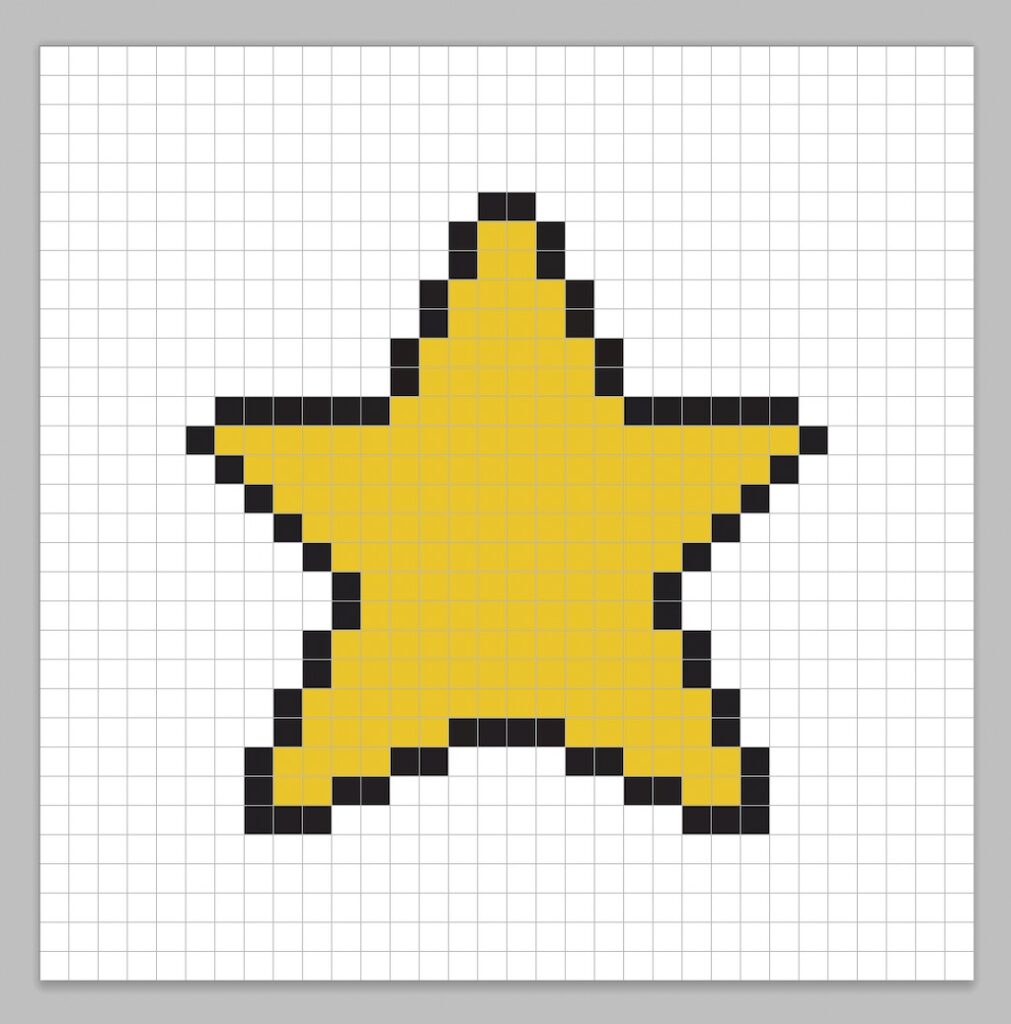 Simple pixel art star with solid colors