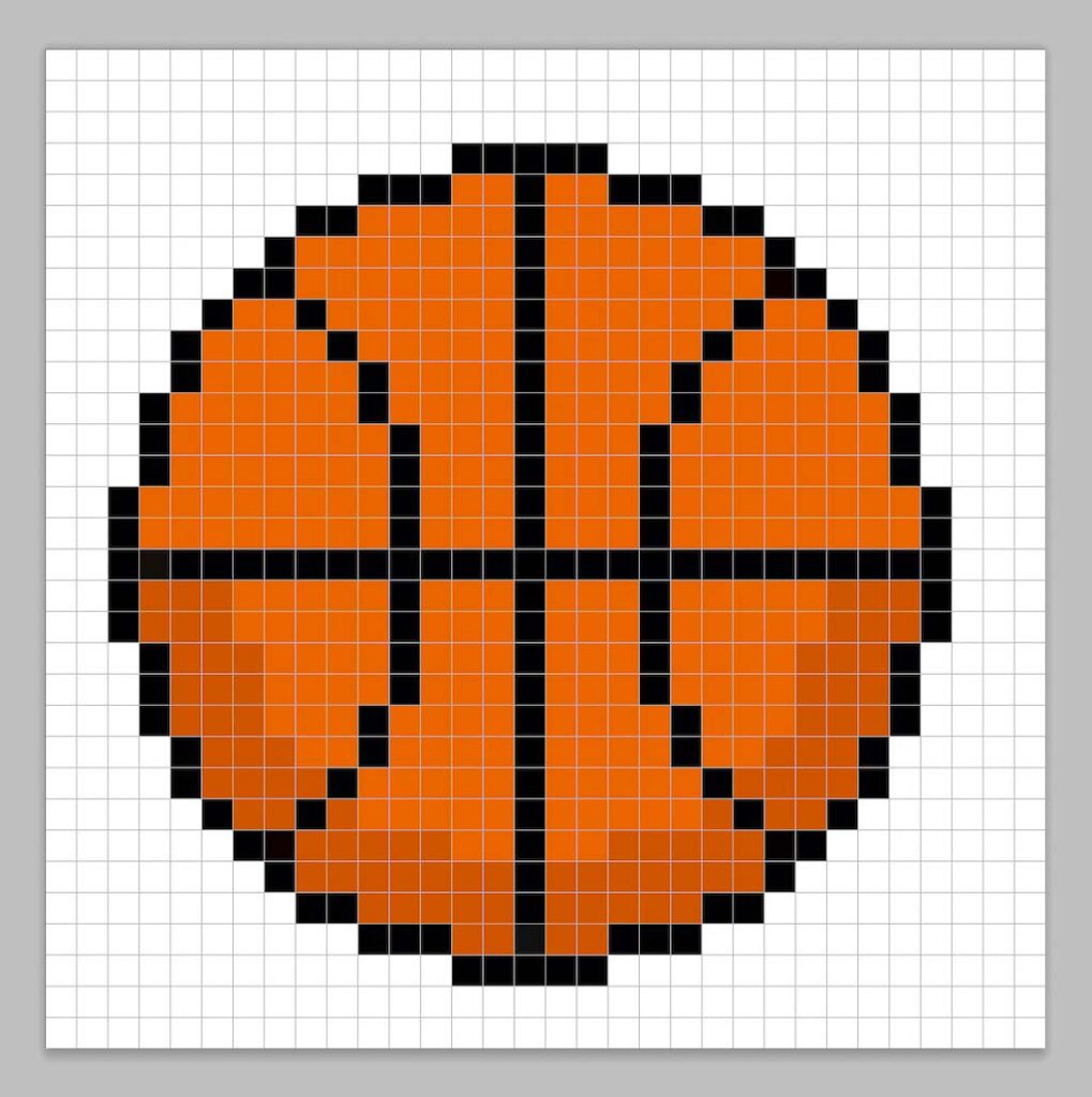 32x32 Pixel art basketball with a darker orange to give depth to the basketball