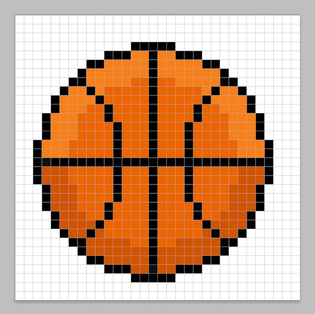Adding highlights to the 8 bit pixel basketball