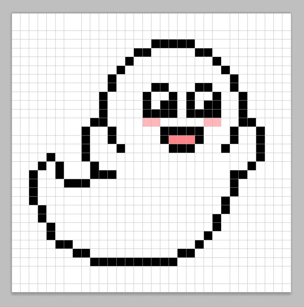 A version of the pixel art ghost with solid colors
