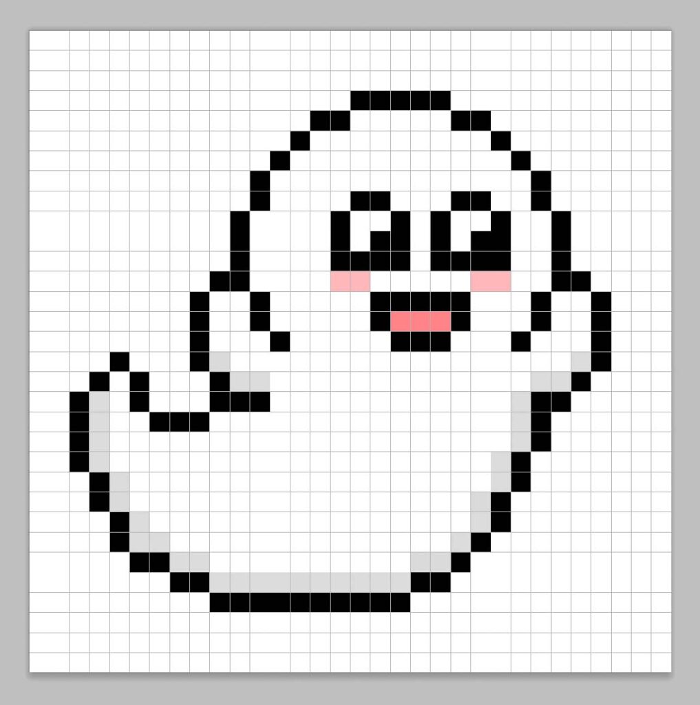 32x32 Pixel art ghost with a darker gray to give depth to the ghost